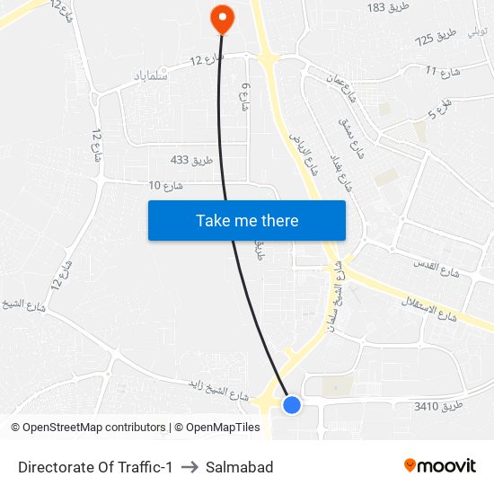 Directorate Of Traffic-1 to Salmabad map
