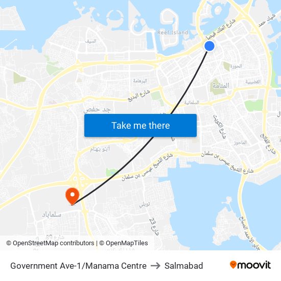 Government Ave-1/Manama Centre to Salmabad map