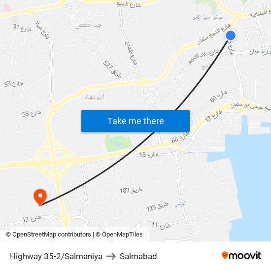 Highway 35-2/Salmaniya to Salmabad map