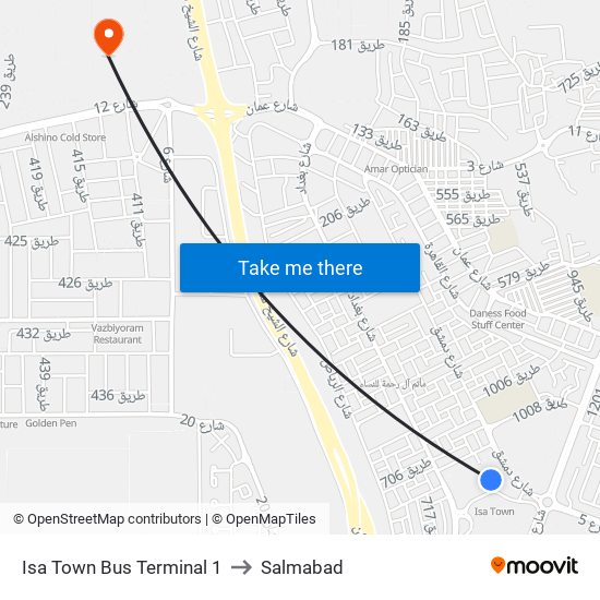 Isa Town Bus Terminal 1 to Salmabad map