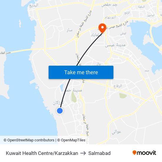 Kuwait Health Centre/Karzakkan to Salmabad map
