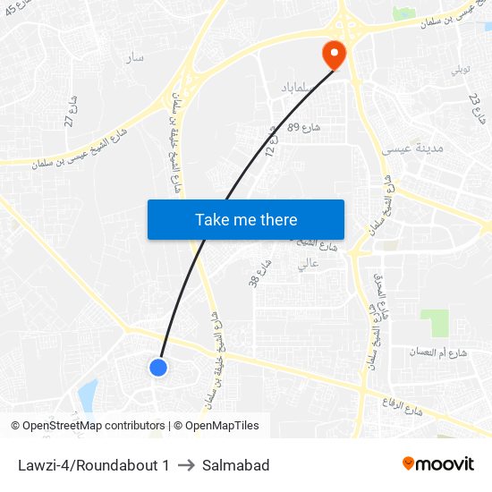 Lawzi-4/Roundabout 1 to Salmabad map