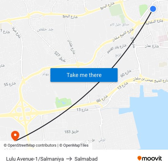 Lulu Avenue-1/Salmaniya to Salmabad map