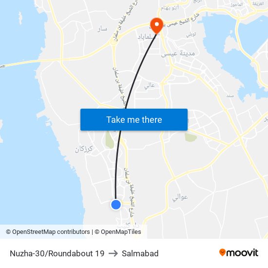 Nuzha-30/Roundabout 19 to Salmabad map