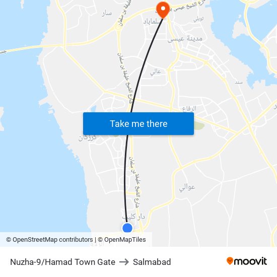Nuzha-9/Hamad Town Gate to Salmabad map