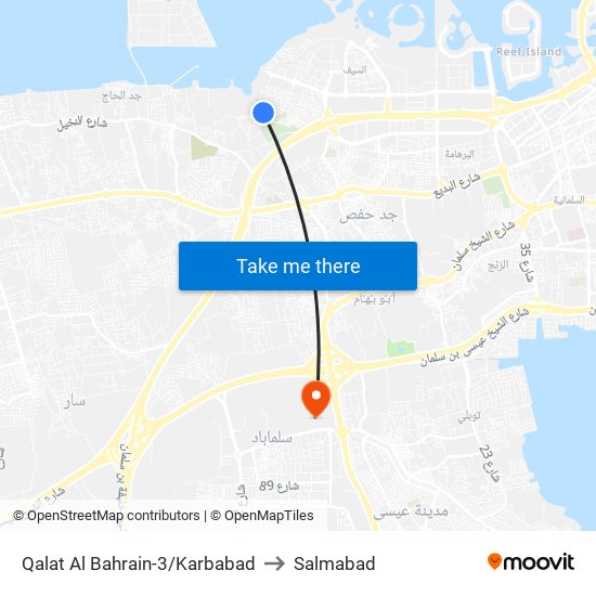 Qalat Al Bahrain-3/Karbabad to Salmabad map