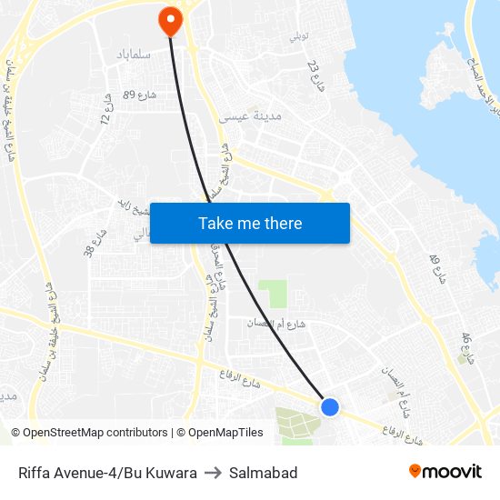 Riffa Avenue-4/Bu Kuwara to Salmabad map