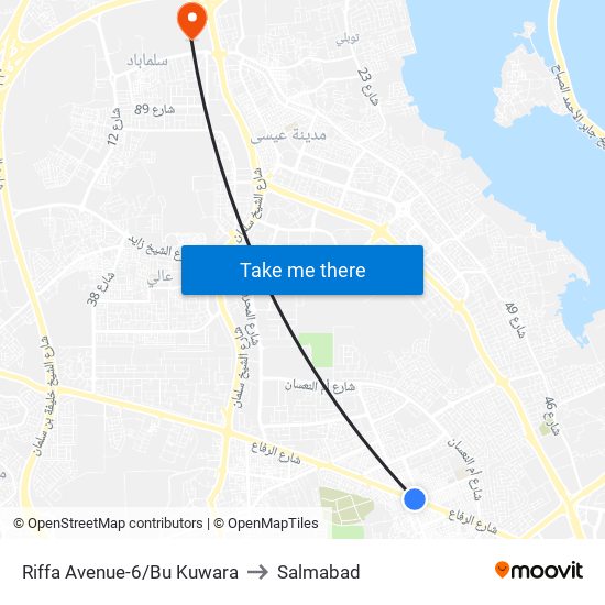 Riffa Avenue-6/Bu Kuwara to Salmabad map