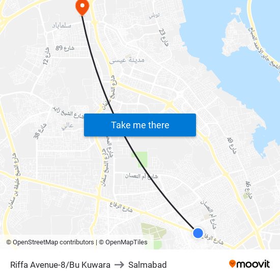 Riffa Avenue-8/Bu Kuwara to Salmabad map