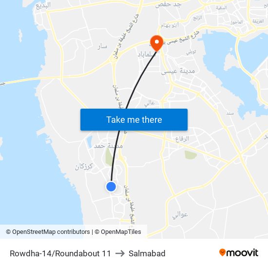 Rowdha-14/Roundabout 11 to Salmabad map