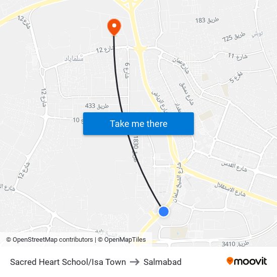 Sacred Heart School/Isa Town to Salmabad map