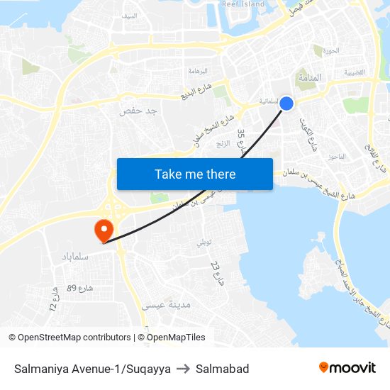 Salmaniya Avenue-1/Suqayya to Salmabad map