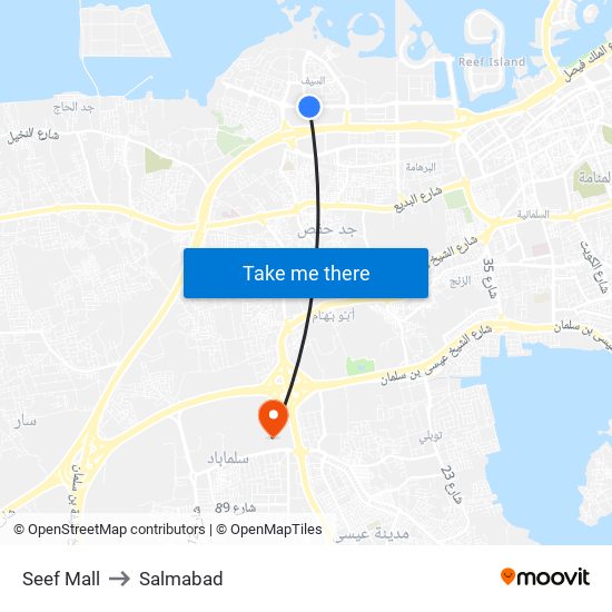 Seef Mall to Salmabad map