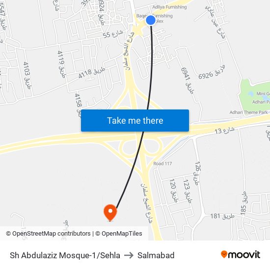 Sh Abdulaziz Mosque-1/Sehla to Salmabad map