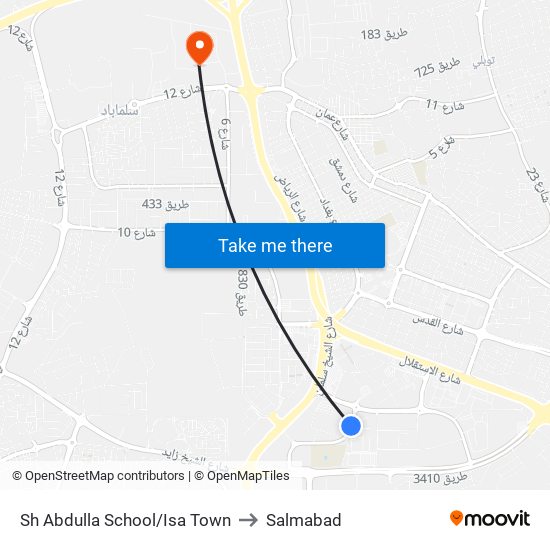 Sh Abdulla School/Isa Town to Salmabad map