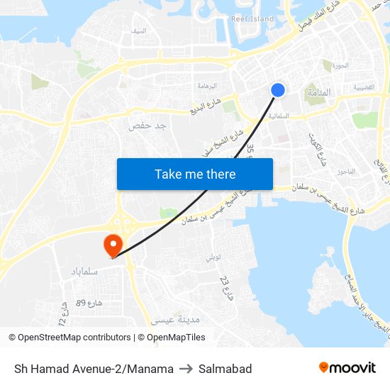 Sh Hamad Avenue-2/Manama to Salmabad map