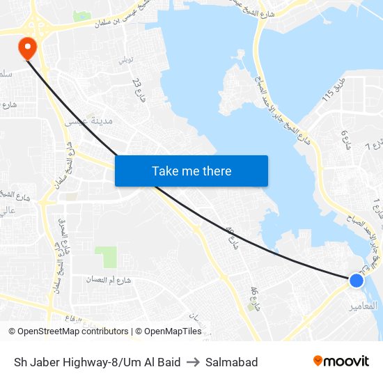 Sh Jaber Highway-8/Um Al Baid to Salmabad map