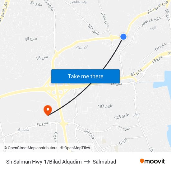 Sh Salman Hwy-1/Bilad Alqadim to Salmabad map
