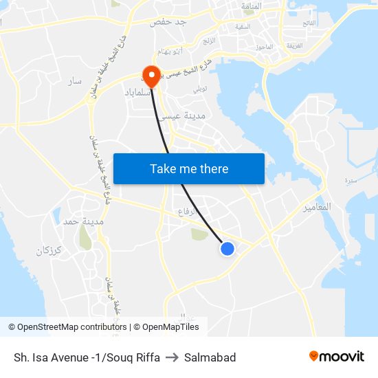 Sh. Isa Avenue -1/Souq Riffa to Salmabad map