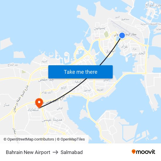 Bahrain New Airport to Salmabad map