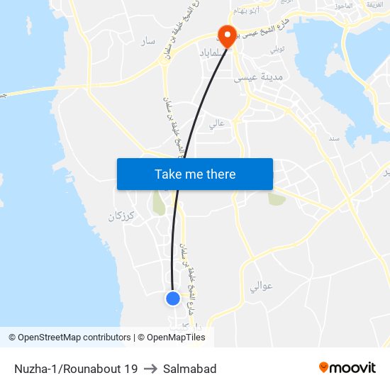 Nuzha-1/Rounabout 19 to Salmabad map