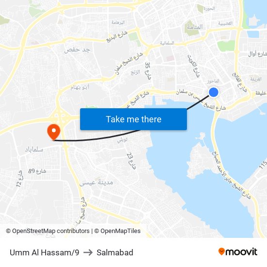 Umm Al Hassam/9 to Salmabad map