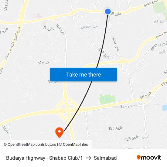 Budaiya Highway - Shabab Club/1 to Salmabad map