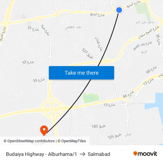 Budaiya Highway - Alburhama/1 to Salmabad map