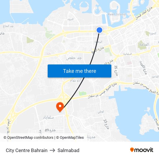 City Centre Bahrain to Salmabad map