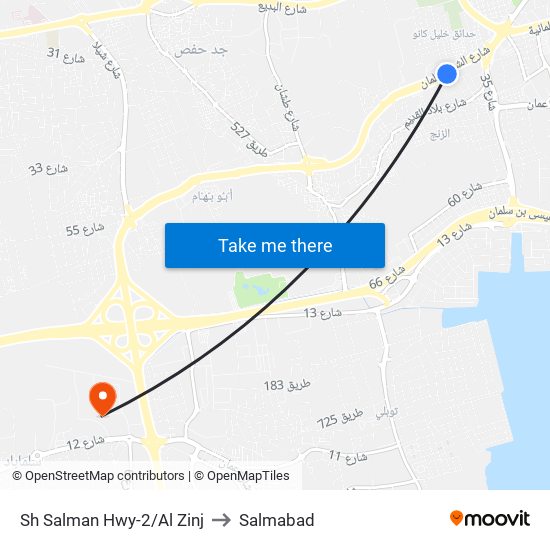 Sh Salman Hwy-2/Al Zinj to Salmabad map