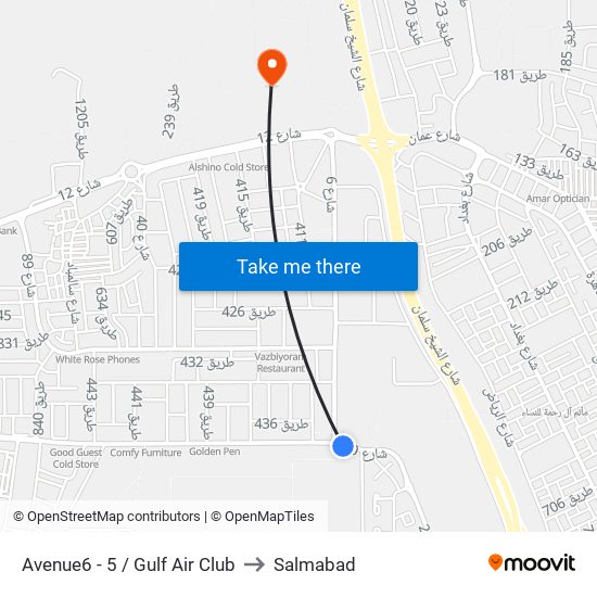 Avenue6 - 5 / Gulf Air Club to Salmabad map