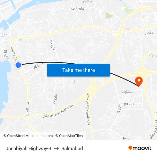 Janabiyah Highway-3 to Salmabad map