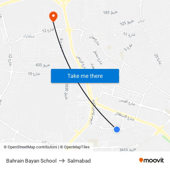 Bahrain Bayan School to Salmabad map