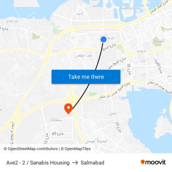 Ave2 - 2 / Sanabis Housing to Salmabad map