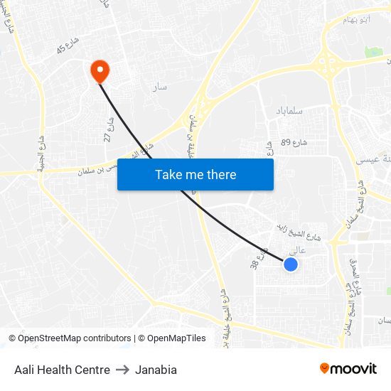 Aali Health Centre to Janabia map
