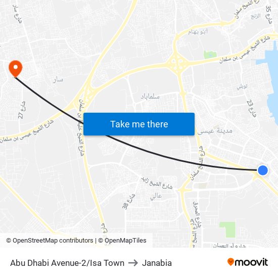 Abu Dhabi Avenue-2/Isa Town to Janabia map