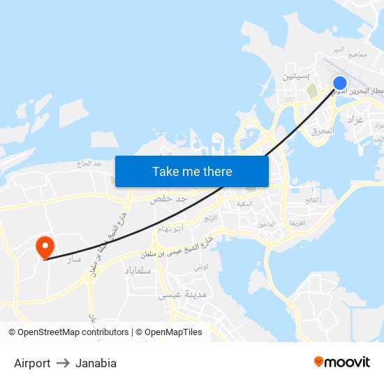 Airport to Janabia map