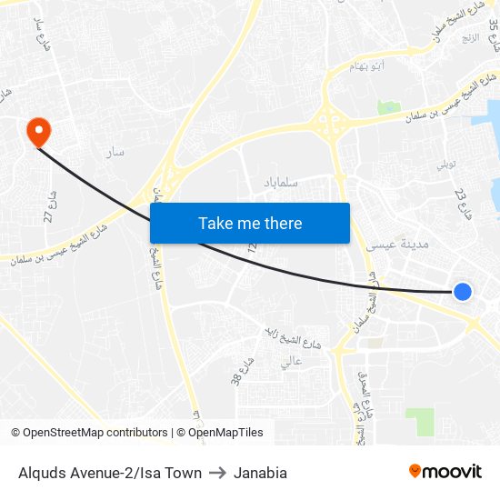 Alquds Avenue-2/Isa Town to Janabia map