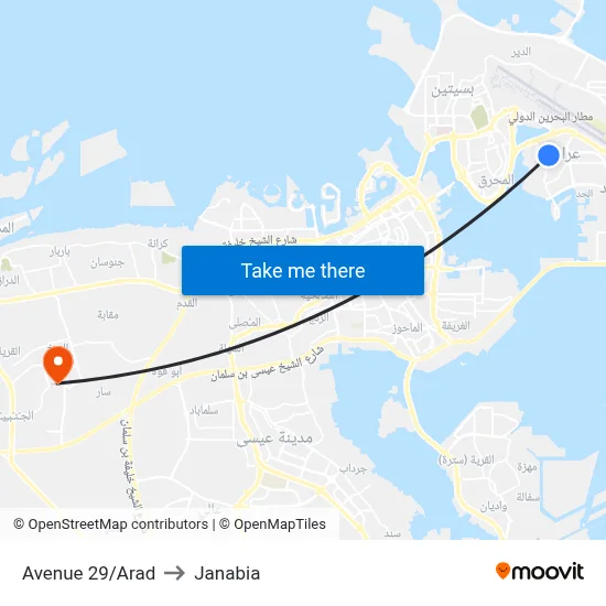 Avenue 29/Arad to Janabia map