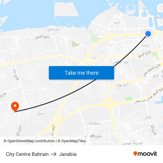 City Centre Bahrain to Janabia map