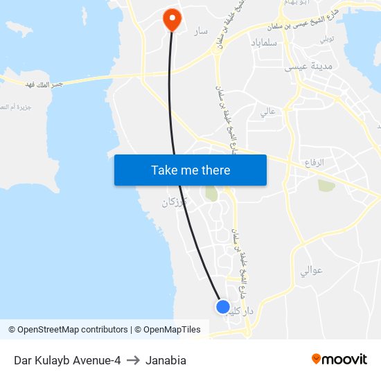Dar Kulayb Avenue-4 to Janabia map