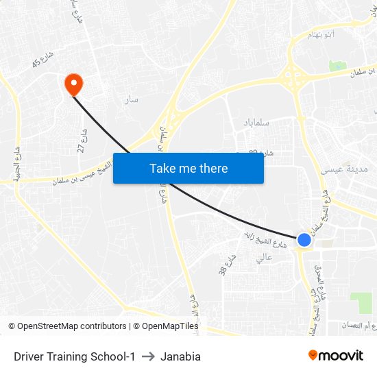 Driver Training School-1 to Janabia map