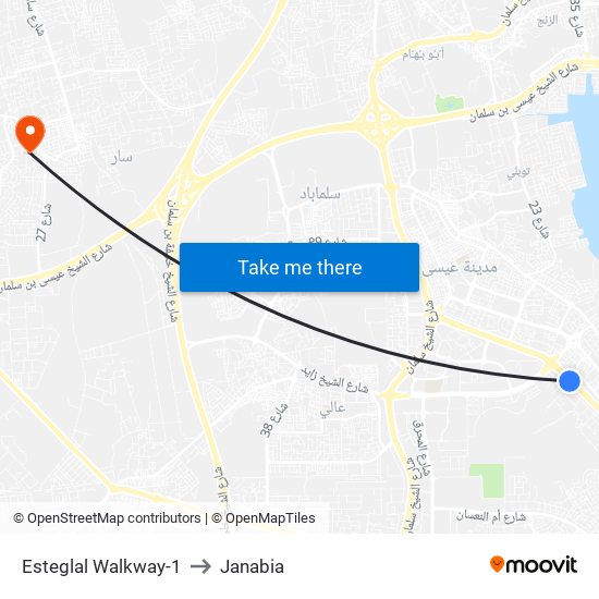 Esteglal Walkway-1 to Janabia map