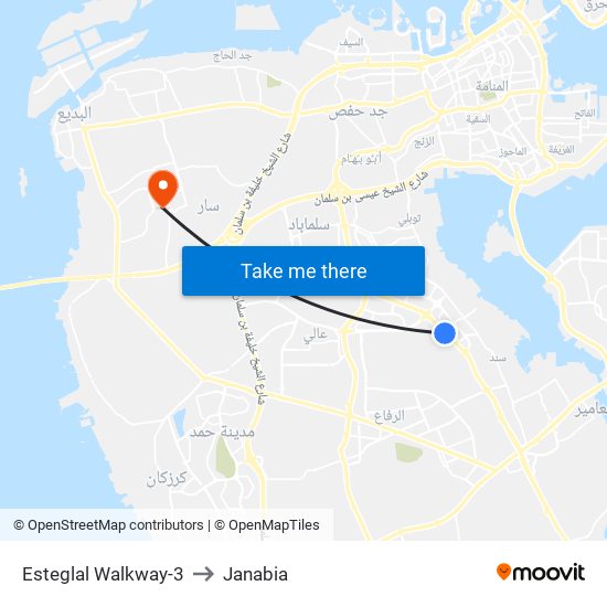Esteglal Walkway-3 to Janabia map