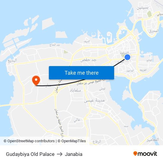 Gudaybiya Old Palace to Janabia map