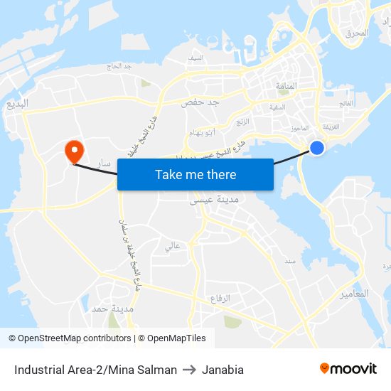 Industrial Area-2/Mina Salman to Janabia map