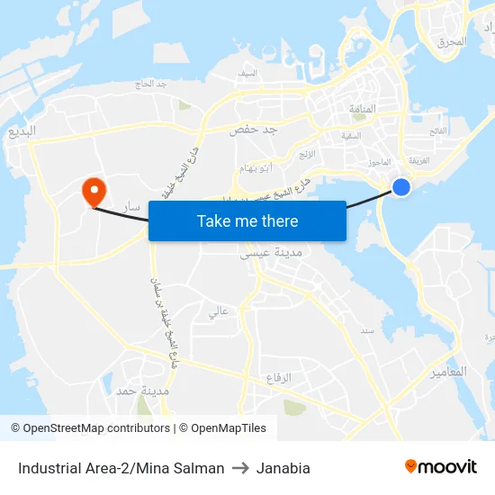 Industrial Area-2/Mina Salman to Janabia map
