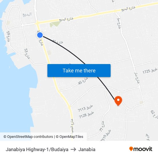 Janabiya Highway-1/Budaiya to Janabia map