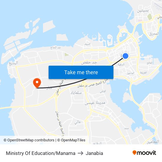 Ministry Of Education/Manama to Janabia map