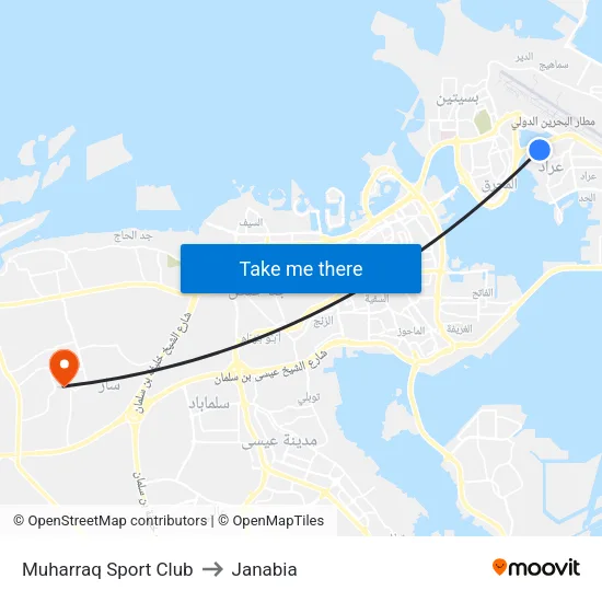 Muharraq Sport Club to Janabia map